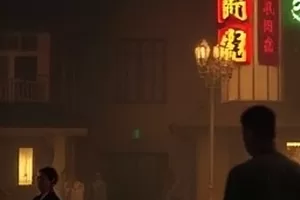 欧美电影霓虹尽头雨夜街道霓虹灯画面